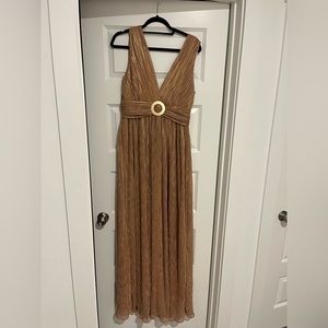 Soieblu Bronze Maxi Dress with Decorative Ring